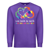 Purple Love Needs No Words Heart Puzzle Autism Premium Sweatshirt - CowhideDigitalArt