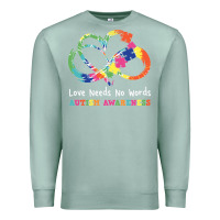 Seafoam Love Needs No Words Heart Puzzle Autism Premium Sweatshirt - CowhideDigitalArt