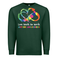 Sports Green Love Needs No Words Heart Puzzle Autism Premium Sweatshirt - CowhideDigitalArt