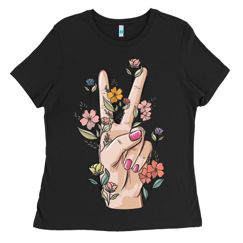 Hand Peace Sign Ladies Tee by MaliasSmallBusiness | Teevron