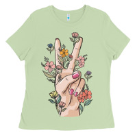 Matcha hand peace sign Ladies Tee - MaliasSmallBusiness
