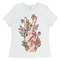 White hand peace sign Ladies Tee - MaliasSmallBusiness