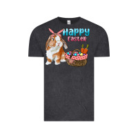 Vintage Black Happy Easter Bunny And Egg Basket Vintage Tee - RanaPortraitStore