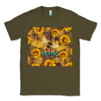 Army Green be kind bee and sunflowers Classic Tee - Artiststas