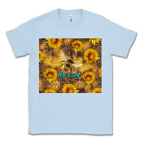 Dusty Blue be kind bee and sunflowers Classic Tee - Artiststas