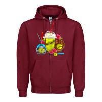 Burgundy Softball Frappe Coffee Zipper Hoodie - FaDigitalArtStudio