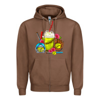 Chestnut Softball Frappe Coffee Zipper Hoodie - FaDigitalArtStudio