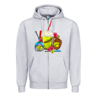 Heather Grey Softball Frappe Coffee Zipper Hoodie - FaDigitalArtStudio