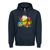Navy Softball Frappe Coffee Zipper Hoodie - FaDigitalArtStudio