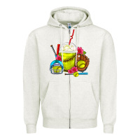 Oatmeal Heather Softball Frappe Coffee Zipper Hoodie - FaDigitalArtStudio