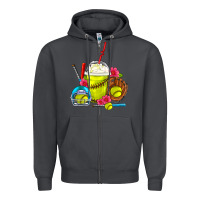 Smoke Softball Frappe Coffee Zipper Hoodie - FaDigitalArtStudio