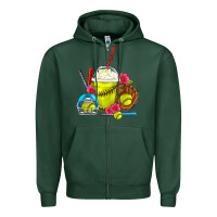 Sports Green Softball Frappe Coffee Zipper Hoodie - FaDigitalArtStudio