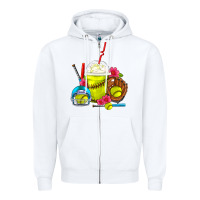 White Softball Frappe Coffee Zipper Hoodie - FaDigitalArtStudio