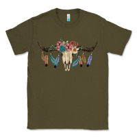 Army Green Texas Longhorn Bull Skull Classic Tee - JahusDesignShop