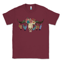 Burgundy Texas Longhorn Bull Skull Classic Tee - JahusDesignShop