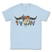 Dusty Blue Texas Longhorn Bull Skull Classic Tee - JahusDesignShop