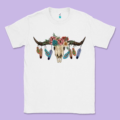 Texas Longhorn Bull Skull Classic Tee Designed By Jahusdesignshop