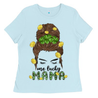 Baby Blue one lucky mama Ladies Tee - MaliasSmallBusiness