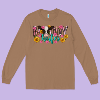 Moody Heifer Mother's Day Long Sleeve Tee Designed By Texasbilliewilder