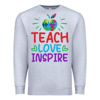 Heather Grey teach love inspire Premium Sweatshirt - CowhideDigitalArt