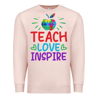 Pale Pink teach love inspire Premium Sweatshirt - CowhideDigitalArt