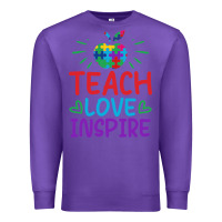 Purple teach love inspire Premium Sweatshirt - CowhideDigitalArt