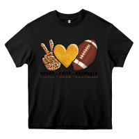 Black peace love football Heavy Core Tee - AdoDesignShop