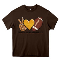 Chocolate Brown peace love football Heavy Core Tee - AdoDesignShop