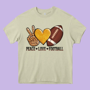 Peace Love Football Heavy Core Tee Designed By Adodesignshop