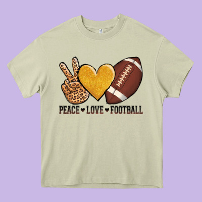 Peace Love Football Heavy Core Tee Designed By Adodesignshop