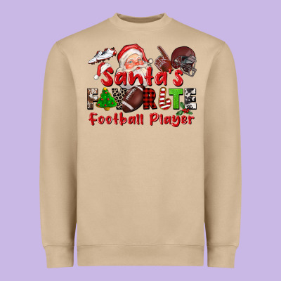 Santas Favorite  Football Player Heavyweight Sweatshirt Designed By Cowgirlartshop