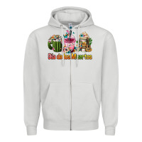 Dove Grey Mexican Día De Los Muertos Coffee Cups Zipper Hoodie - FaDigitalArtStudio