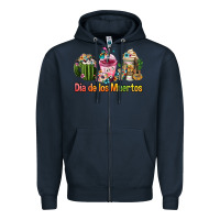Navy Mexican Día De Los Muertos Coffee Cups Zipper Hoodie - FaDigitalArtStudio