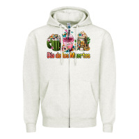 Oatmeal Heather Mexican Día De Los Muertos Coffee Cups Zipper Hoodie - FaDigitalArtStudio