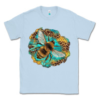 Dusty Blue leopard honeycomb with bee Classic Tee - Artiststas