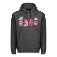Charcoal Heather Breast Cancer Coffee Cups Premium Hoodie - FaDigitalArtStudio