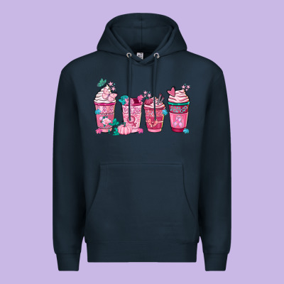 Breast Cancer Coffee Cups Premium Hoodie Designed By Fadigitalartstudio