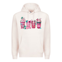 Pale Pink Breast Cancer Coffee Cups Premium Hoodie - FaDigitalArtStudio