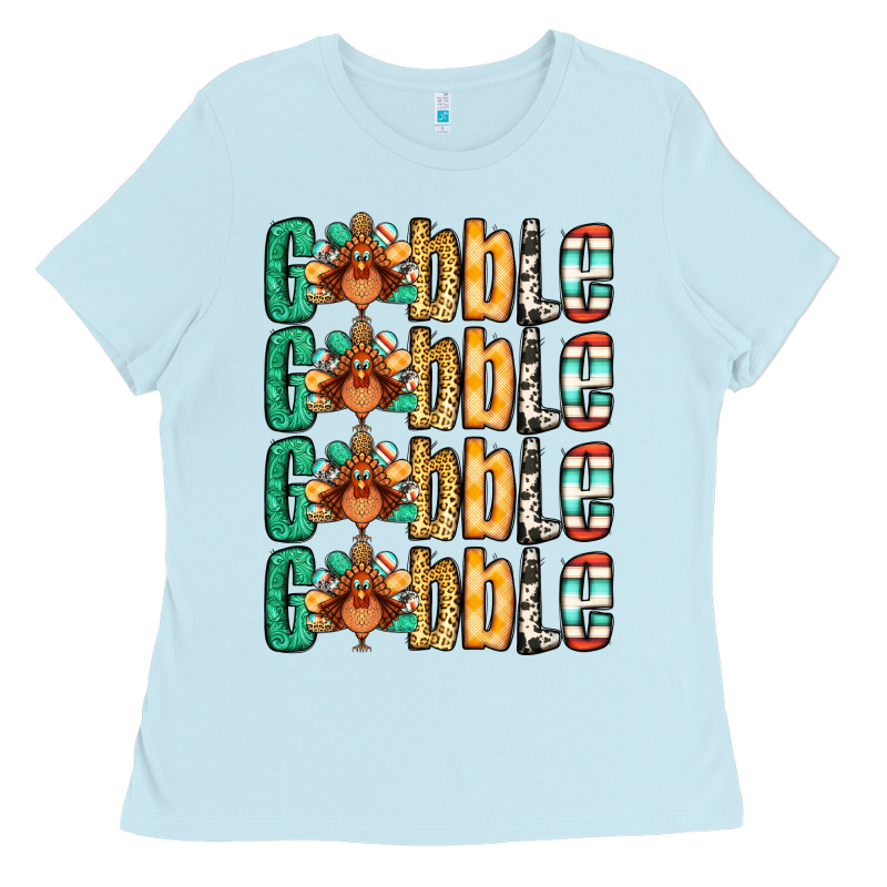 Gobble Till You Wobble Thanksgiving Turkey Ladies Tee by NancyCooperArtShop | Teevron