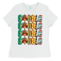 White Gobble till you wobble Thanksgiving turkey Ladies Tee - NancyCooperArtShop