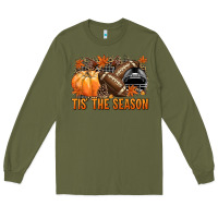 Army Green Tis' the season Football black helmet Long Sleeve Tee - NancyCooperArtShop