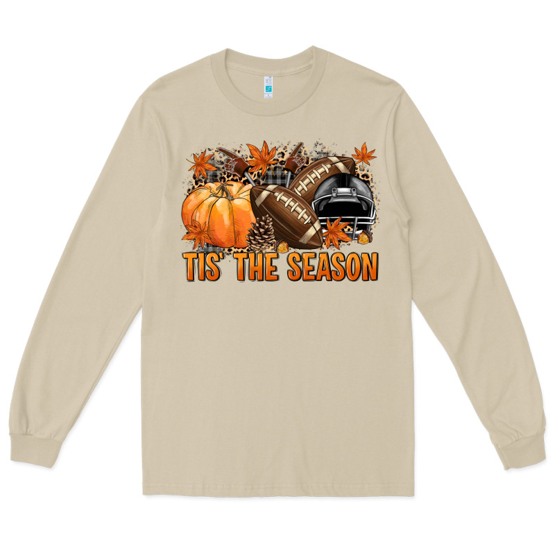 Tis' The Season Football Black Helmet Long Sleeve Tee by NancyCooperArtShop | Teevron