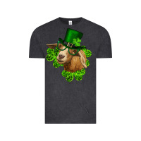 Vintage Black st. patrick's day goat clovers and leprechaun hat Vintage Tee - RanaPortraitStore