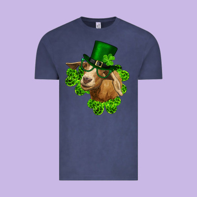 St. Patrick's Day Goat Clovers And Leprechaun Hat Vintage Tee Designed By Ranaportraitstore