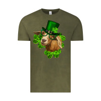Vintage Olive st. patrick's day goat clovers and leprechaun hat Vintage Tee - RanaPortraitStore