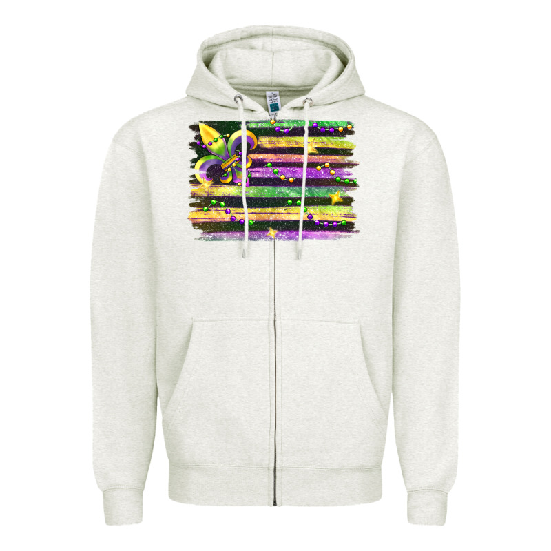 Mardi Gras Flag Zipper Hoodie by FaDigitalArtStudio | Teevron
