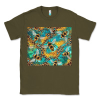 Army Green honeycomb and bees with leopard Classic Tee - Artiststas
