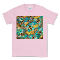 Bubblegum Pink honeycomb and bees with leopard Classic Tee - Artiststas