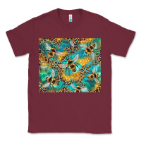 Burgundy honeycomb and bees with leopard Classic Tee - Artiststas