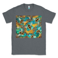 Charcoal Heather honeycomb and bees with leopard Classic Tee - Artiststas